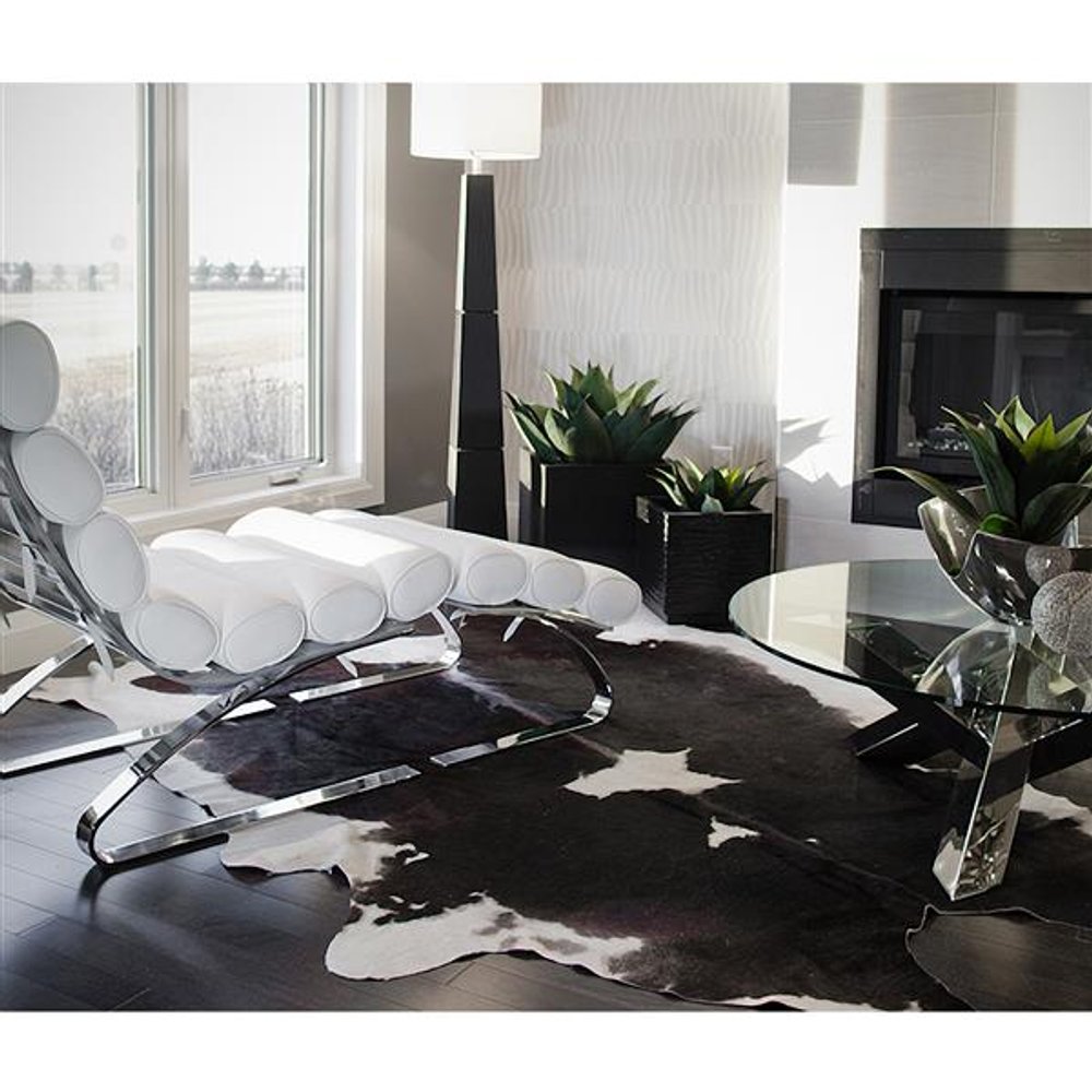 Cowhide Area Rug – Black & White Modern Accent