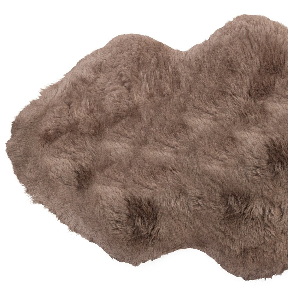 Luxurious 2' x 3' Taupe Genuine Sheepskin Shag Area Rug