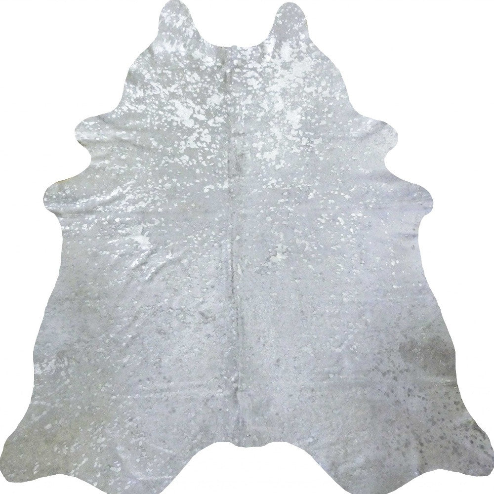 Silver Cowhide Area Rug – Handmade