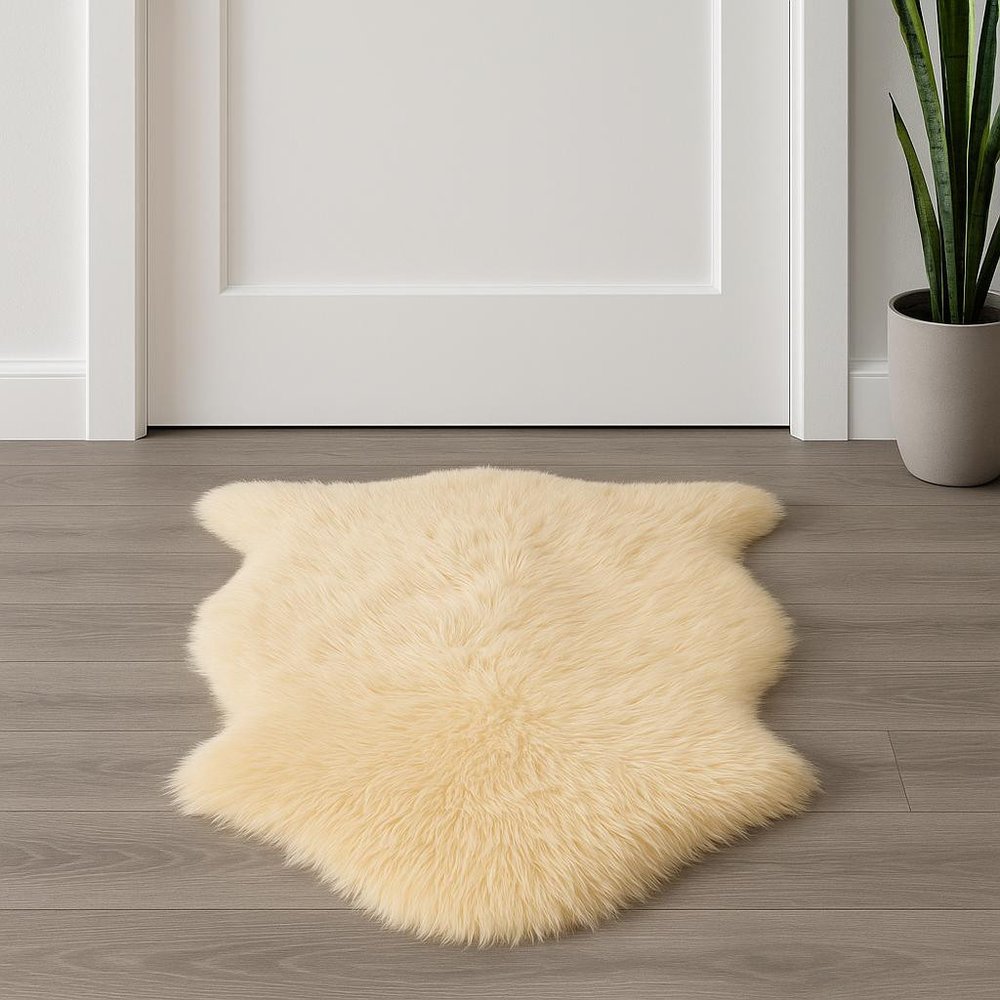 "2' x 3' Beige Shag Area Rug - Luxurious Softness for Cozy Home Decor"