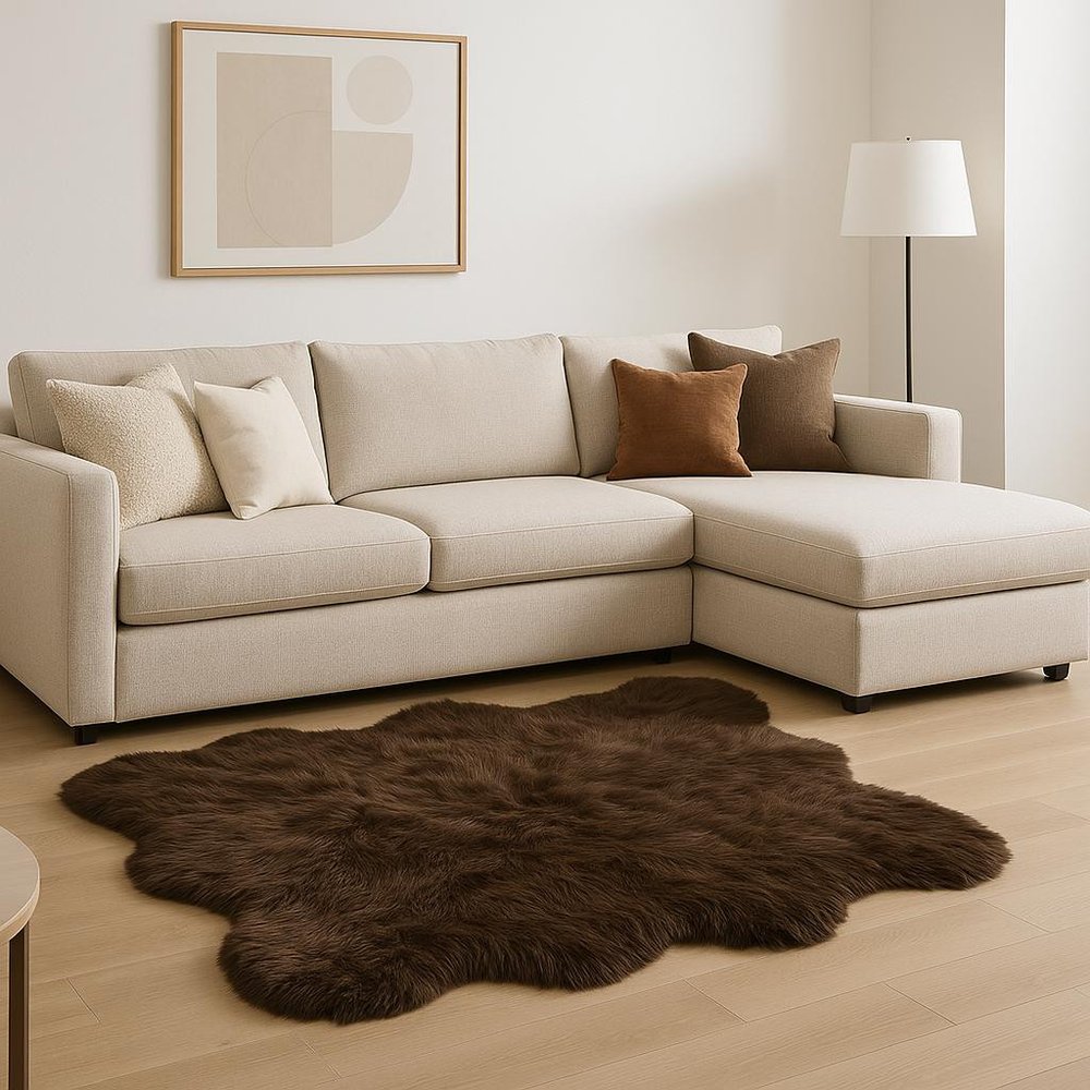 5' X 6' Chocolate Faux Sheepskin Non Skid Area Rug