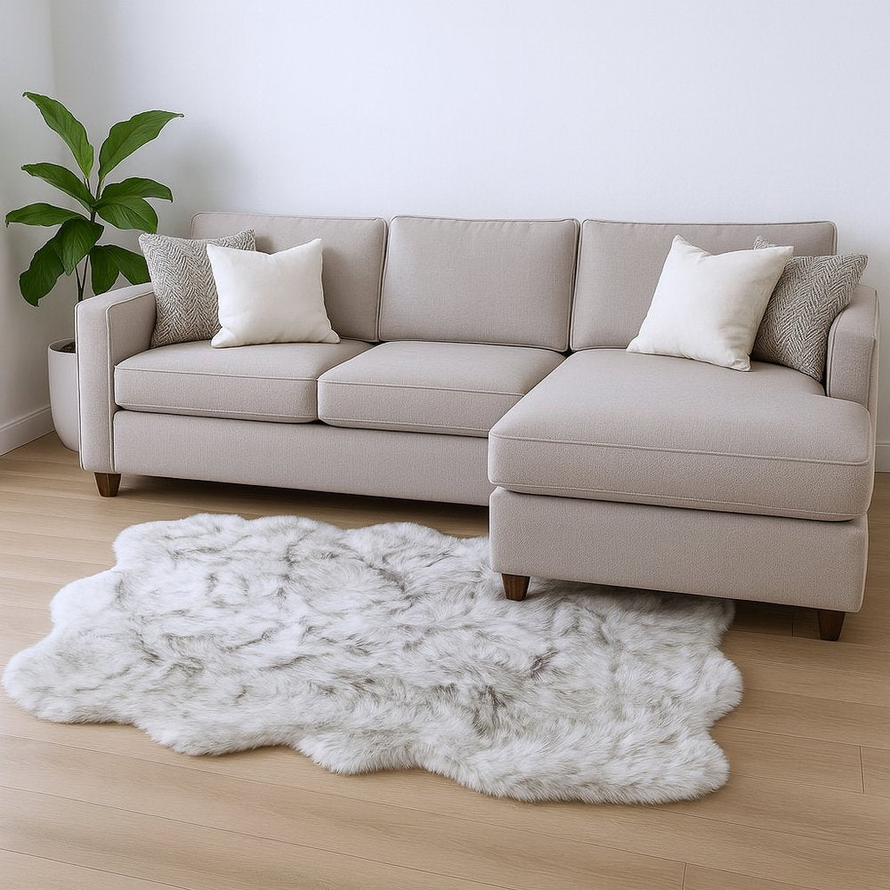 5' X 6' Chocolate Ombre Faux Sheepskin Non Skid Area Rug