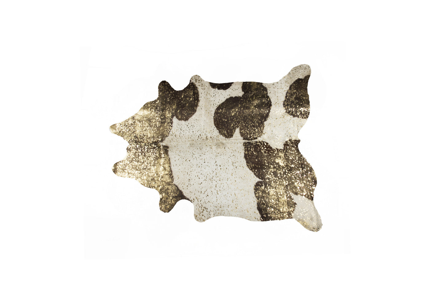 Ivory, Brown & Gold Cowhide Area Rug – Hand Knotted