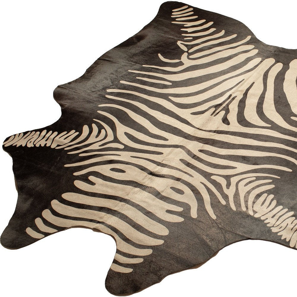 Cowhide Area Rug – Hand Knotted, Stain Resistant, Beige & Brown