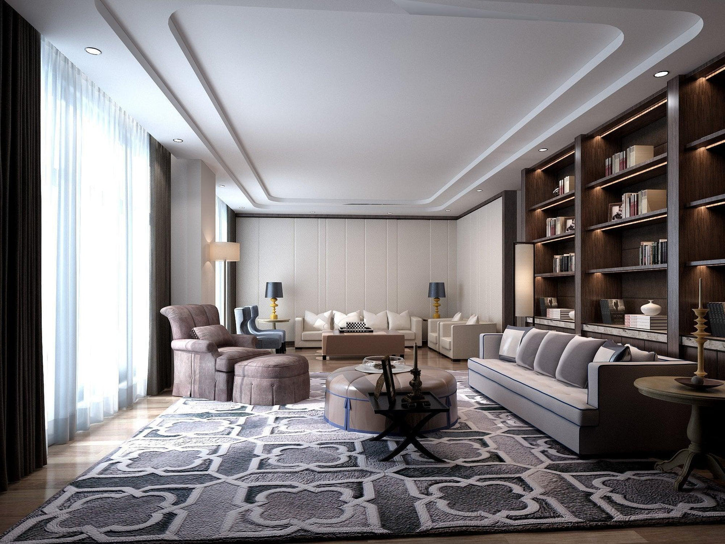 Poshrug Circular Grey Designed Cowhide Rug - Free Shipping