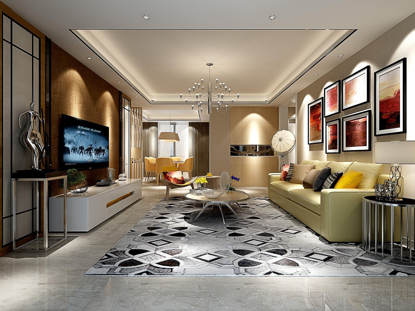 Posh Rug Poshrug Grey Black White Star Cowhide Rug