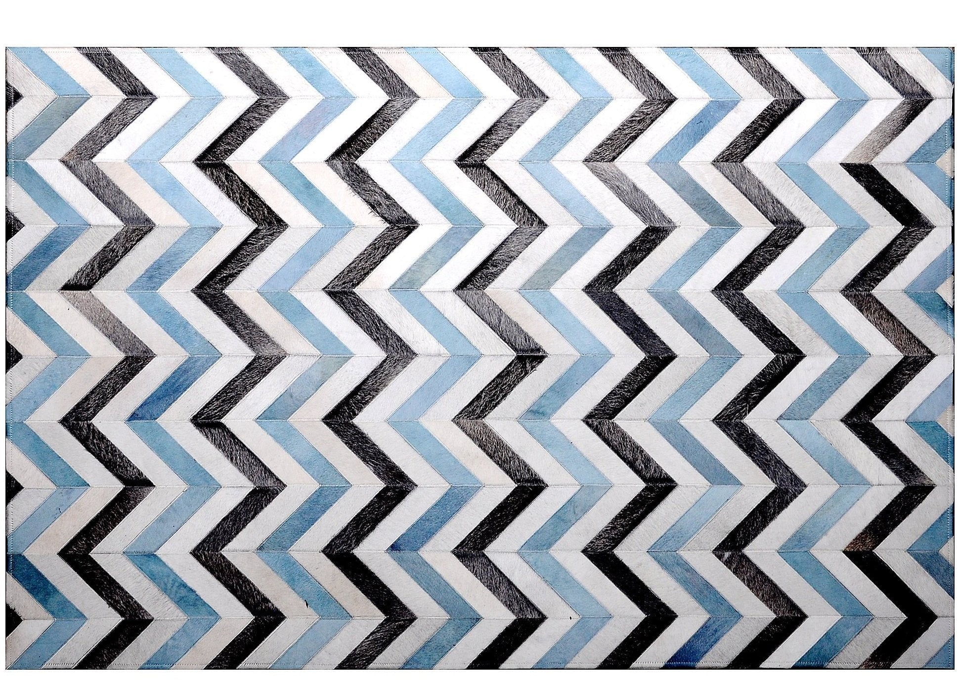 CHEVRON Black Patchwork Cowhide Rug