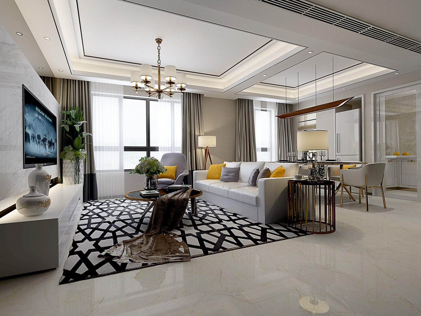 Posh Rug Poshrug Black White Stars Cowhide Rug