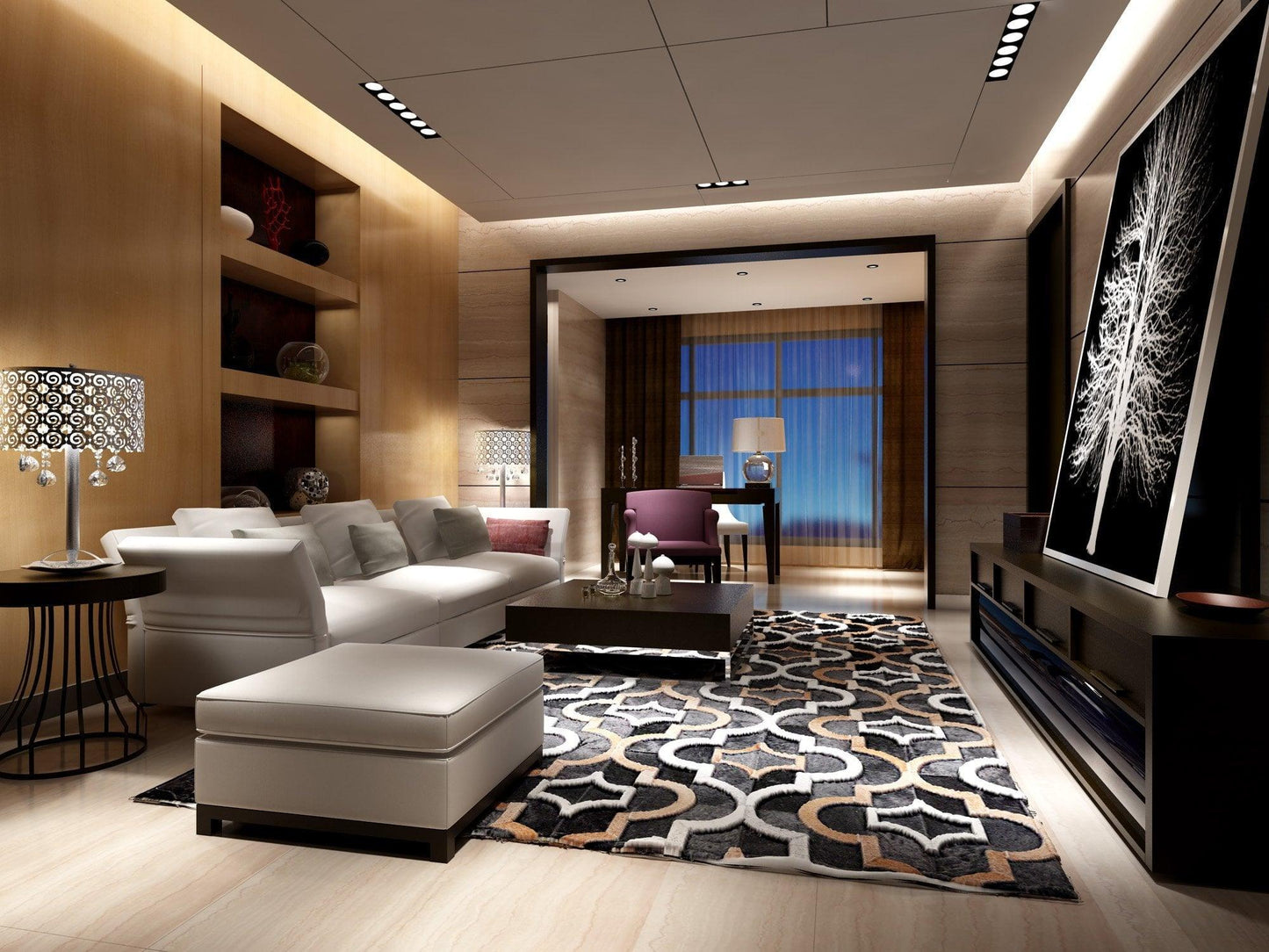 Posh Rug Poshrug Patterned Black, Brown, White Patchwork Rug