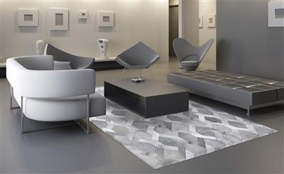 Posh Rug Madisons Gray/Grey Cowhide Rug - Chain Link Pattern