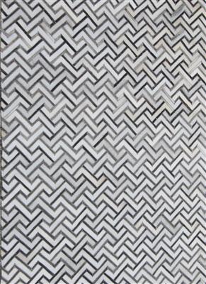 Posh Rug Madisons Grey Contemporary Geometric Cowhide Patchwork Rug