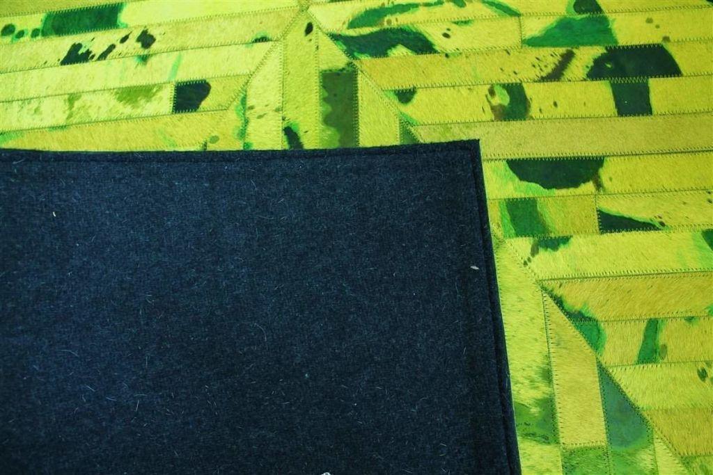 Area Rugs - Madisons Neon Green Cowhide Patchwork Area Rug