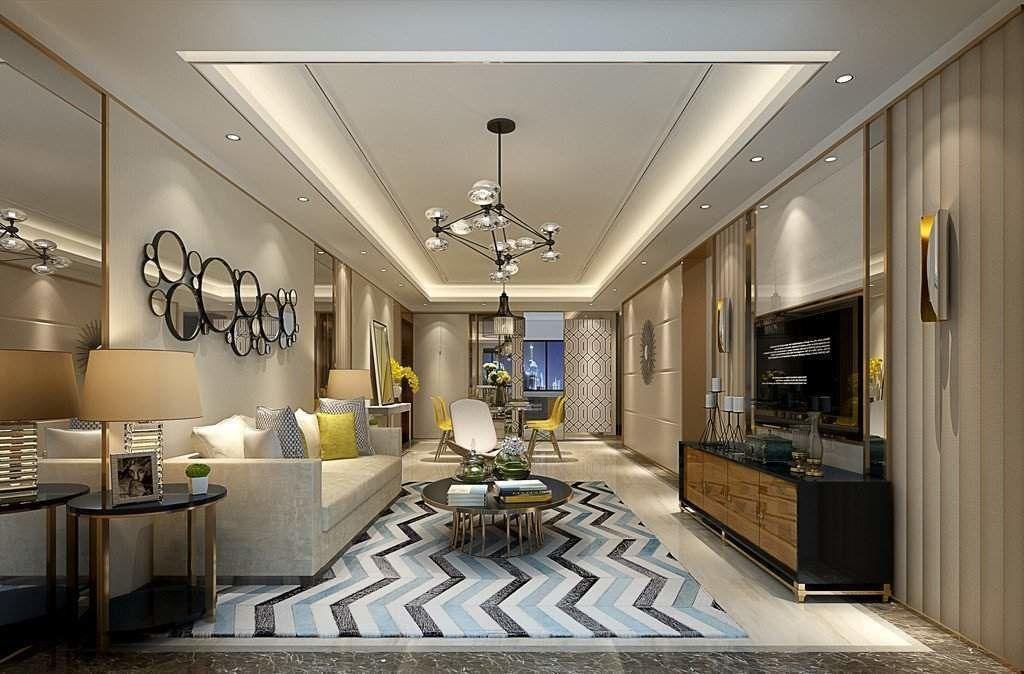 Area Rugs - Poshrug White Blue Black Chevron Rug