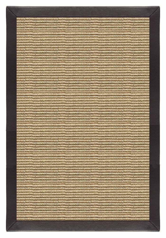 Area Rugs - Sustainable Lifestyles Bone Sisal Rug With Black Leather Border