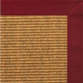Cognac Sisal Rug with Cardinal Red Cotton Border - Free Shipping