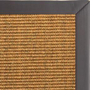 Cognac Sisal Rug with Midnight Faux Leather Border - Free Shipping
