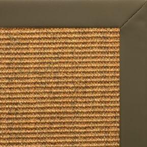 Cognac Sisal Rug with Moss Faux Leather Border - Free Shipping