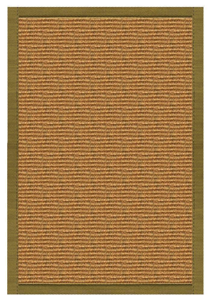 Area Rugs - Sustainable Lifestyles Cognac Sisal Rug With Olive Green Cotton Border