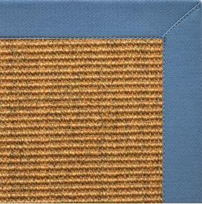 Cognac Sisal Rug with Slate Blue Cotton Border - Free Shipping