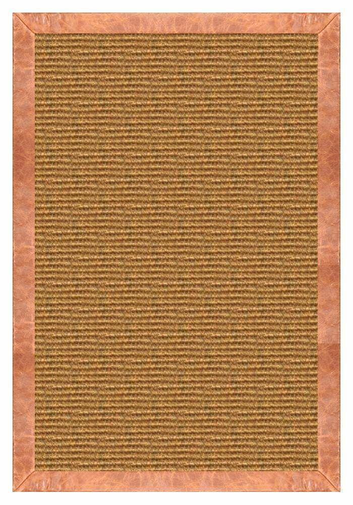 Area Rugs - Sustainable Lifestyles Cognac Sisal Rug With Tan Leather Border
