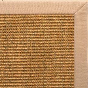 Cognac Sisal Rug with Tan Linen Border - Free Shipping