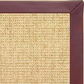 Sand Sisal Rug with Burgundy Leather Border - Free Shipping