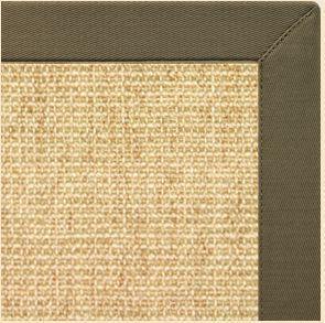Sand Sisal Rug with Khaki Green Cotton Border - Free Shipping