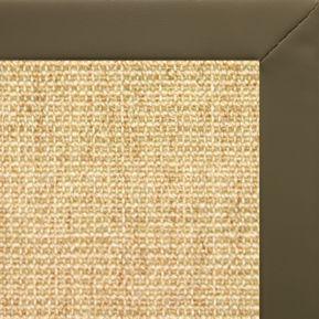 Sand Sisal Rug with Moss Faux Leather Border - Free Shipping