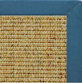 Spice Sisal Rug with Paradise Blue Cotton Border - Free Shipping
