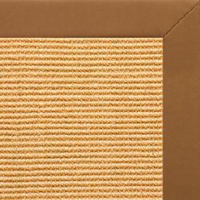 Tan Sisal Rug with Cinnamon Faux Leather Border - Free Shipping