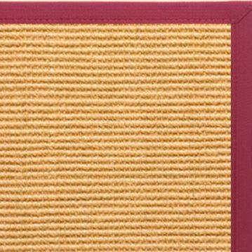 Tan Sisal Rug with Maroon Canvas Border - Free Shipping