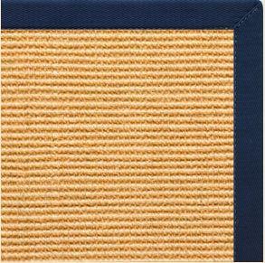Tan Sisal Rug with Navy Blue Cotton Border - Free Shipping