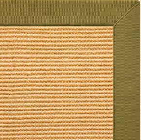 Tan Sisal Rug with Olive Green Cotton Border - Free Shipping