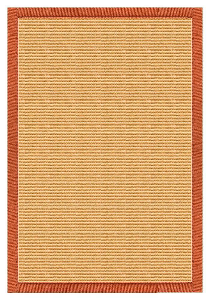 Area Rugs - Sustainable Lifestyles Tan Sisal Rug With Spice Orange Cotton Border