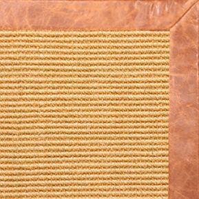 Tan Sisal Rug with Tan Leather Border - Free Shipping