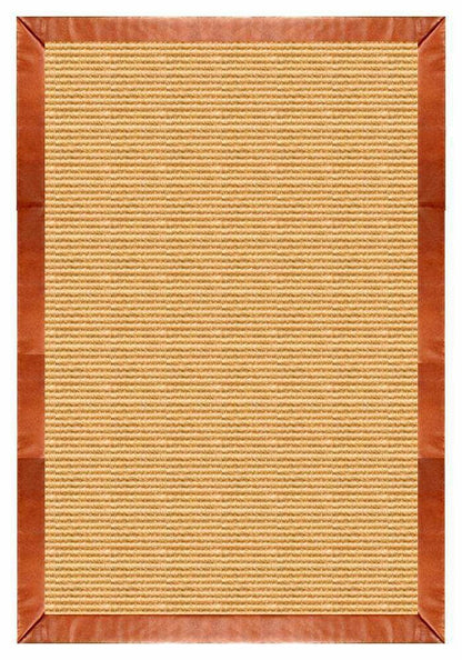 Area Rugs - Sustainable Lifestyles Tan Sisal Rug With Whiskey Leather Border