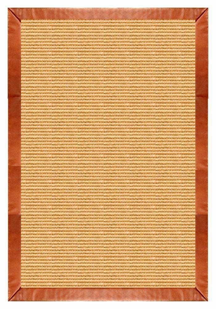 Area Rugs - Sustainable Lifestyles Tan Sisal Rug With Whiskey Leather Border