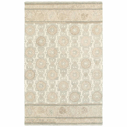 Craft Ash Sand Floral Border Casual Rug - Free Shipping