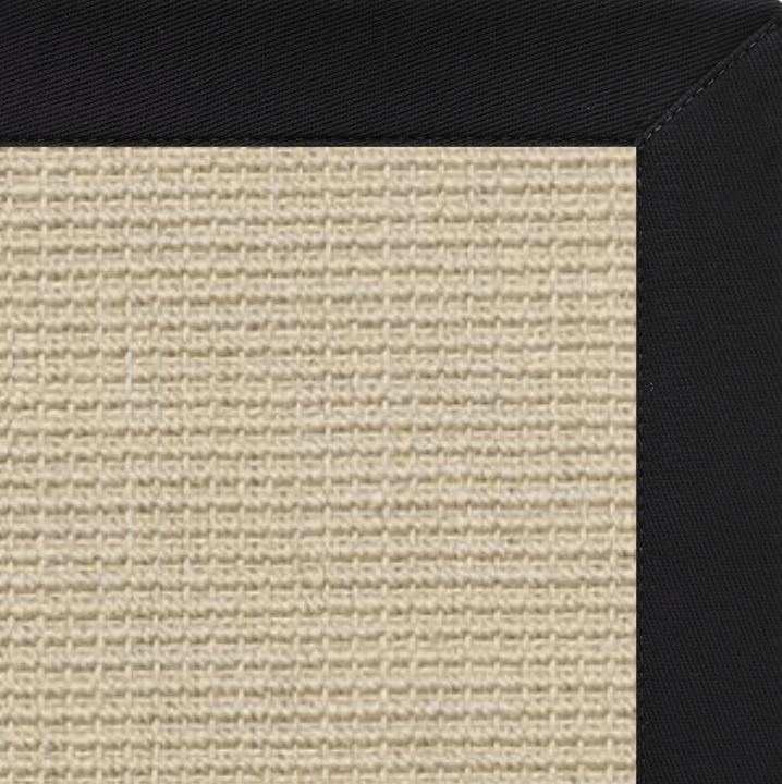 Posh Rug Linen Color Brasilia Sisal Rug with Black Onyx Cotton Border