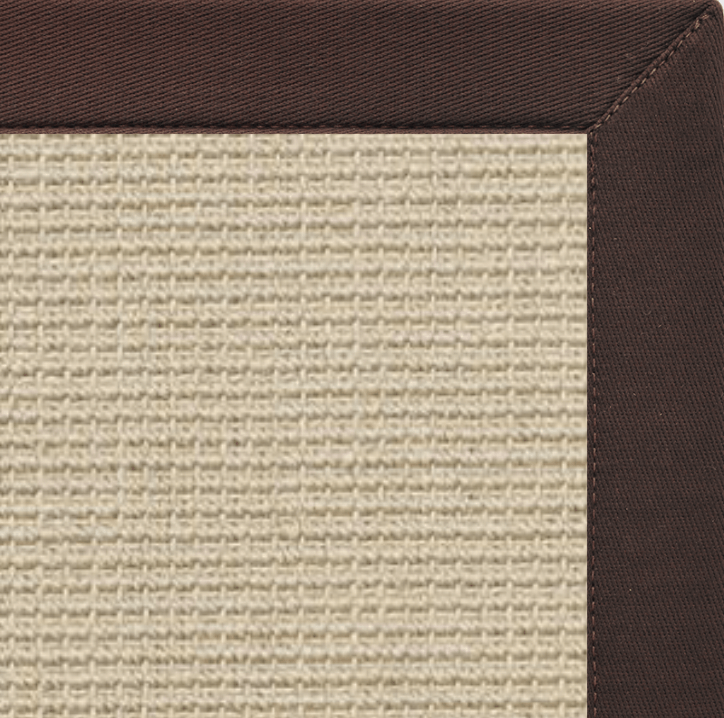 Posh Rug Linen Color Brasilia Sisal Rug with Cocoa Bean Cotton Border