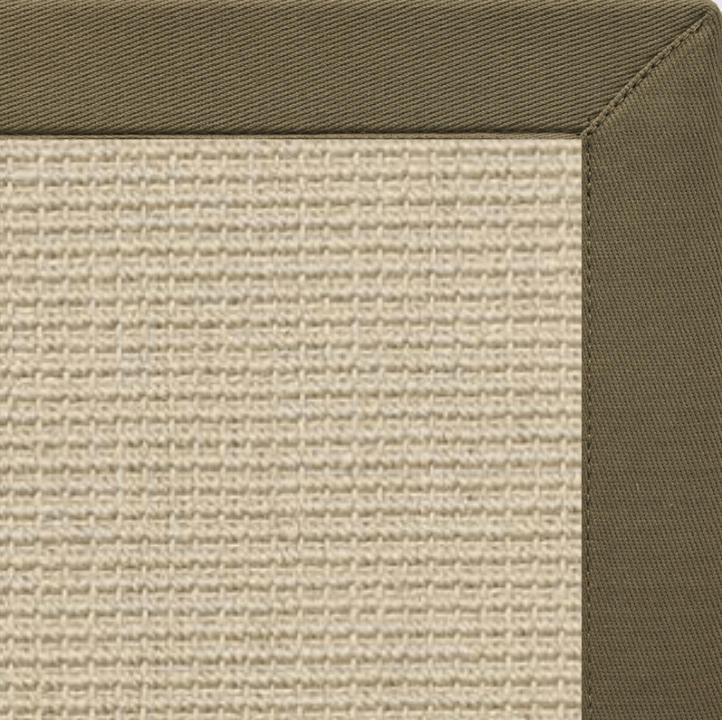 Posh Rug Linen Color Brasilia Sisal Rug with Khaki Cotton Border