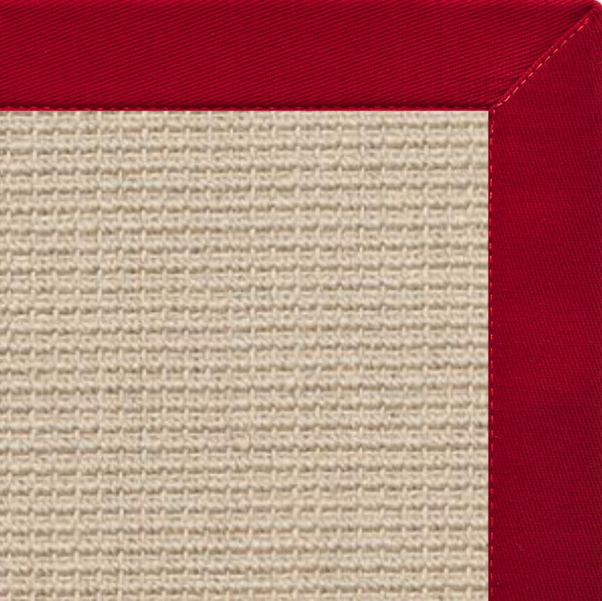 Posh Rug Linen Color Brasilia Sisal Rug with Poppy Cotton Border