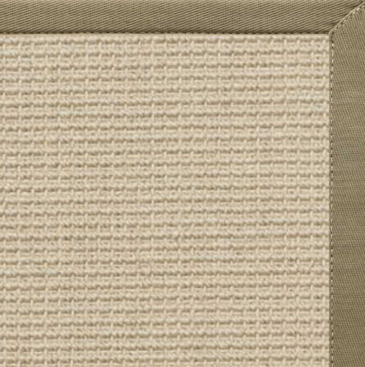 Posh Rug Linen Color Brasilia Sisal Rug with Basil Cotton Border
