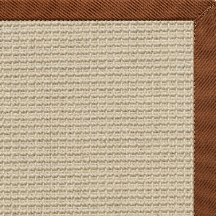 Posh Rug Linen Color Brasilia Sisal Rug with Burnt Sienna Cotton Border
