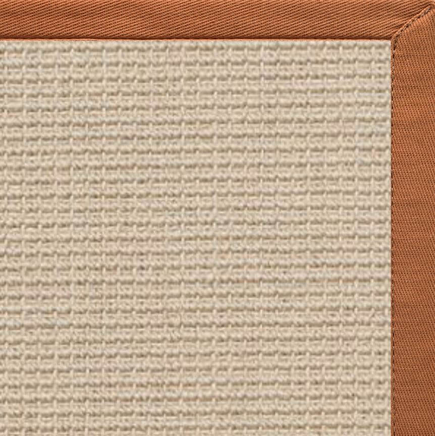Posh Rug Linen Color Brasilia Sisal Rug with Caramel Cotton Border