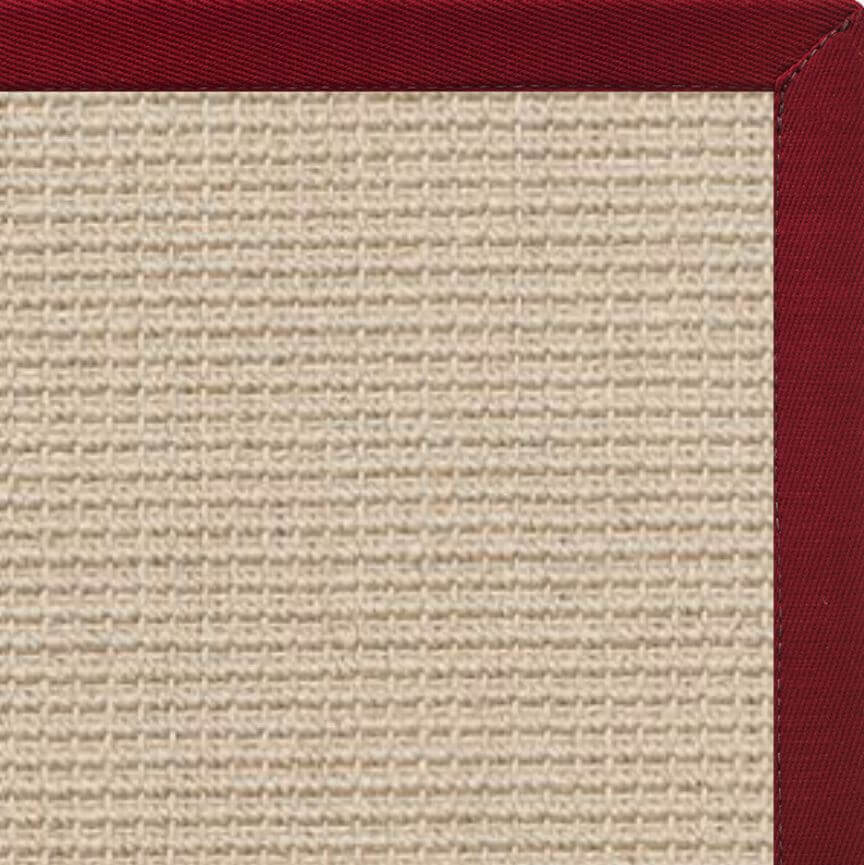 Posh Rug Linen Color Brasilia Sisal Rug with Cardinal Red Cotton Border