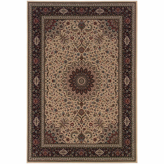 Ariana Ivory Black Oriental Traditional Traditional Rug - Free Shipping