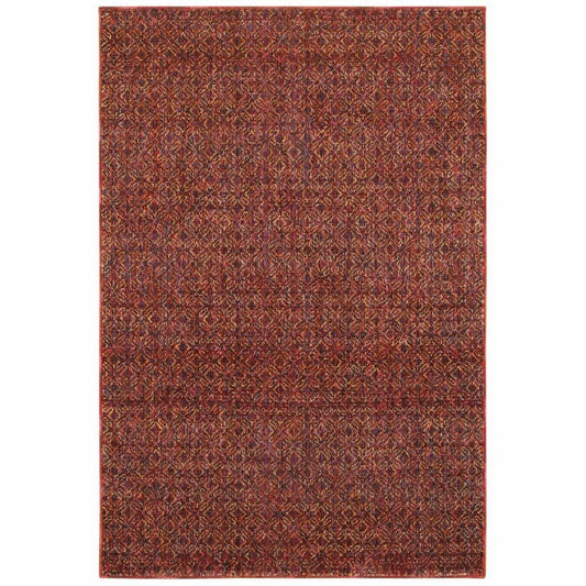 Atlas Red Rust Geometric Distressed Casual Rug - Free Shipping