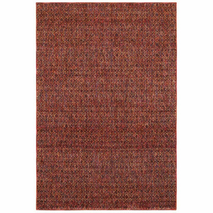 Atlas Red Rust Geometric Distressed Casual Rug - Free Shipping