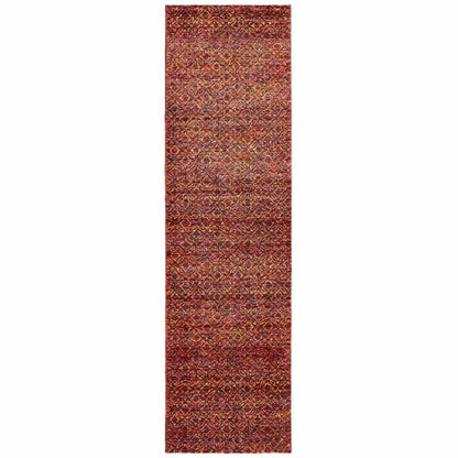 Woven - Atlas Red Rust Geometric Distressed Casual Rug